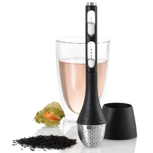 Thee Ei Santea Staand met zandloper 21,5 cm - zwart - AdHoc