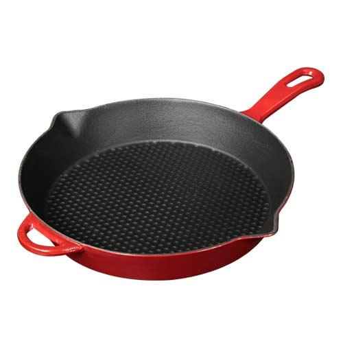 Gietijzeren ronde grillpan rood, 28cm - Sürel