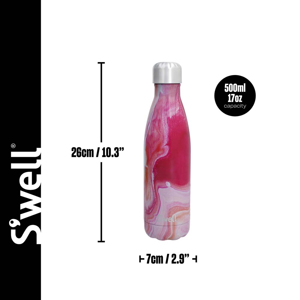 Thermosfles - Agaat Roze - Waterfles - 500ml - Herbruikbaar - Dubbelwandig - S'Well | Rose Agate