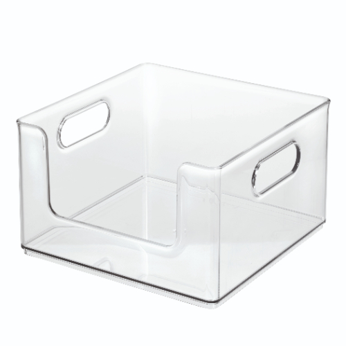 Open Opbergbox met Handvaten, 25 x 25 x 15 cm, Kunststof, Transparant - iDesign | The Home Edit