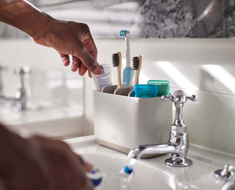 Tandenborstel Organizer Large, Met 6 verdeelvakken, Antislip, Kunststof, Grijs - Joseph Joseph | EasyStore