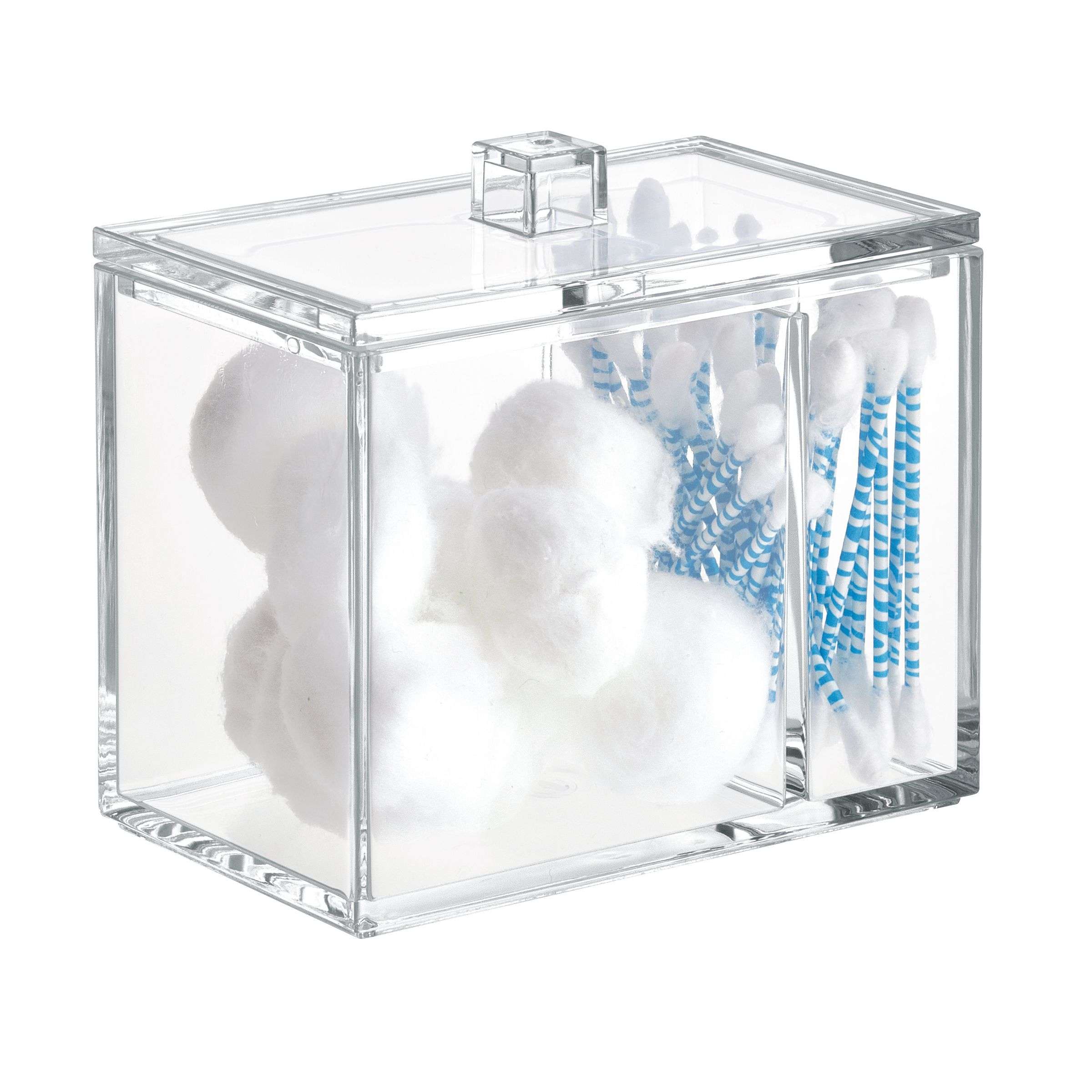 Wattenschijfjes -en Wattenstaafjes Houder, Organizer, 2 Vakken, Transparant, Kunststof - iDesign | Clarity