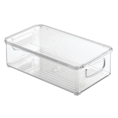 Opbergbox met Deksel, 15.2 x 25.4 x 7.6 cm, Stapelbaar, Kunststof, Transparant - iDesign | Kitchen Binz