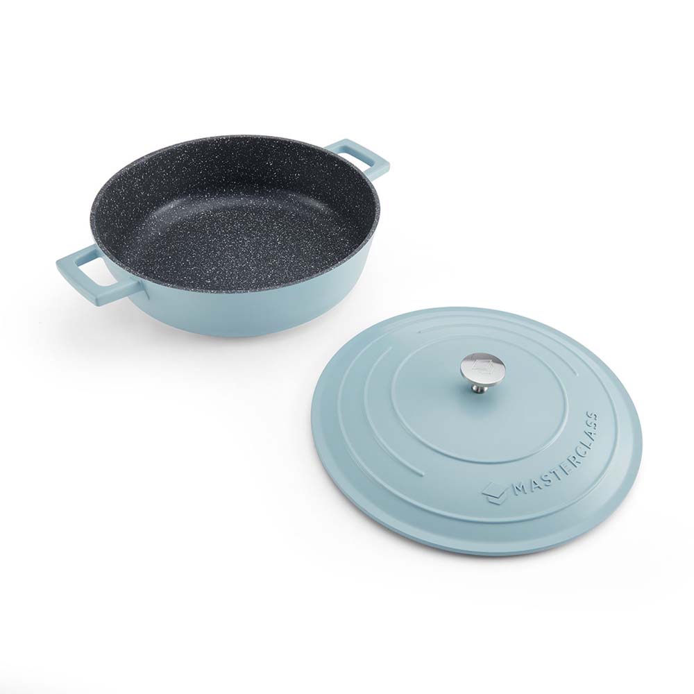 Braadpan, 28cm  Laag - 2,5 L - Licht Blauw - Lichtgewicht - Levenslange garantie - Geschikt voor inductie - MasterClass