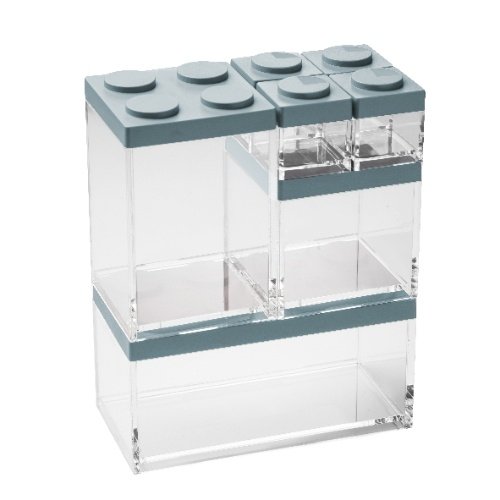 Stapelbare Brickstore bewaarcontainer, 1L, Blauw - Kunststof - Omada