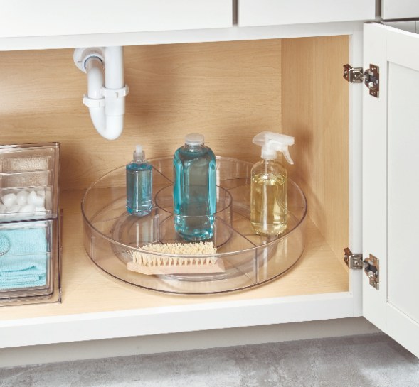 Lazy Susan Draaiplateau met Vakken, 45.7 cm, Kunststof, Transparant - iDesign | The Home Edit