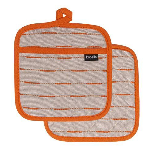 Dash Pannenlap, Set van 2 Stuks, Oranje, Gerecycled Katoen, 19 x 27 cm - Ladelle | Eco Recycled
