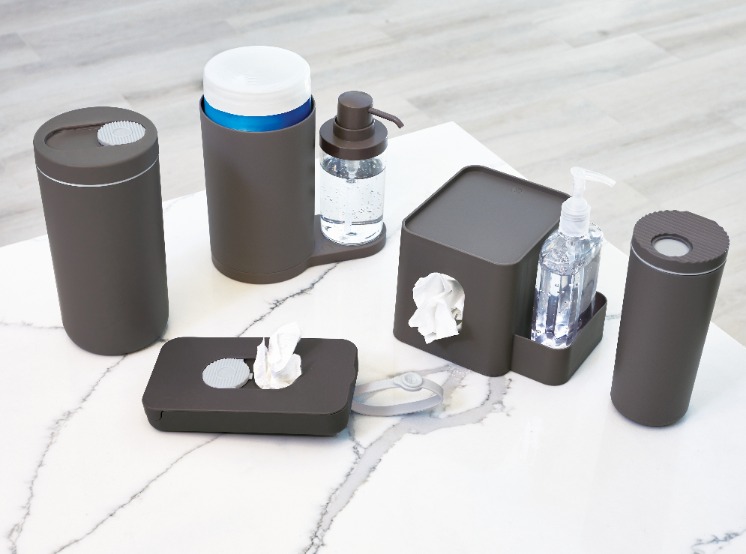 Dispenser voor Vochtige Doekjes, Breed, Kunststof, Zwart/Grijs - iDesign | iD Clean