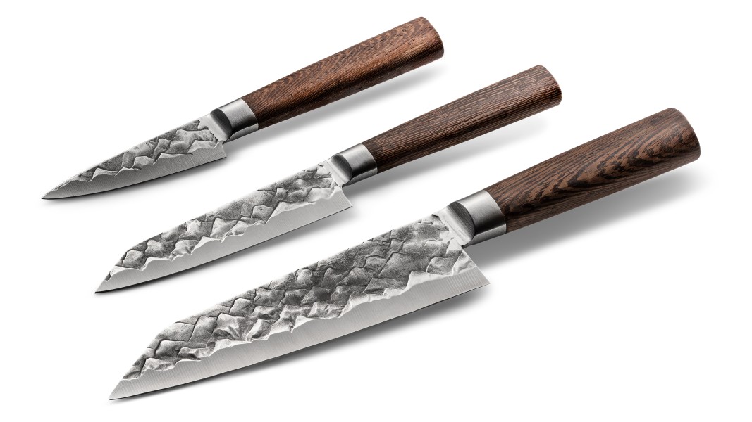 Japanse messenset, 3-delig, Duits staal, 3D bergpatroon | BARE Cookware