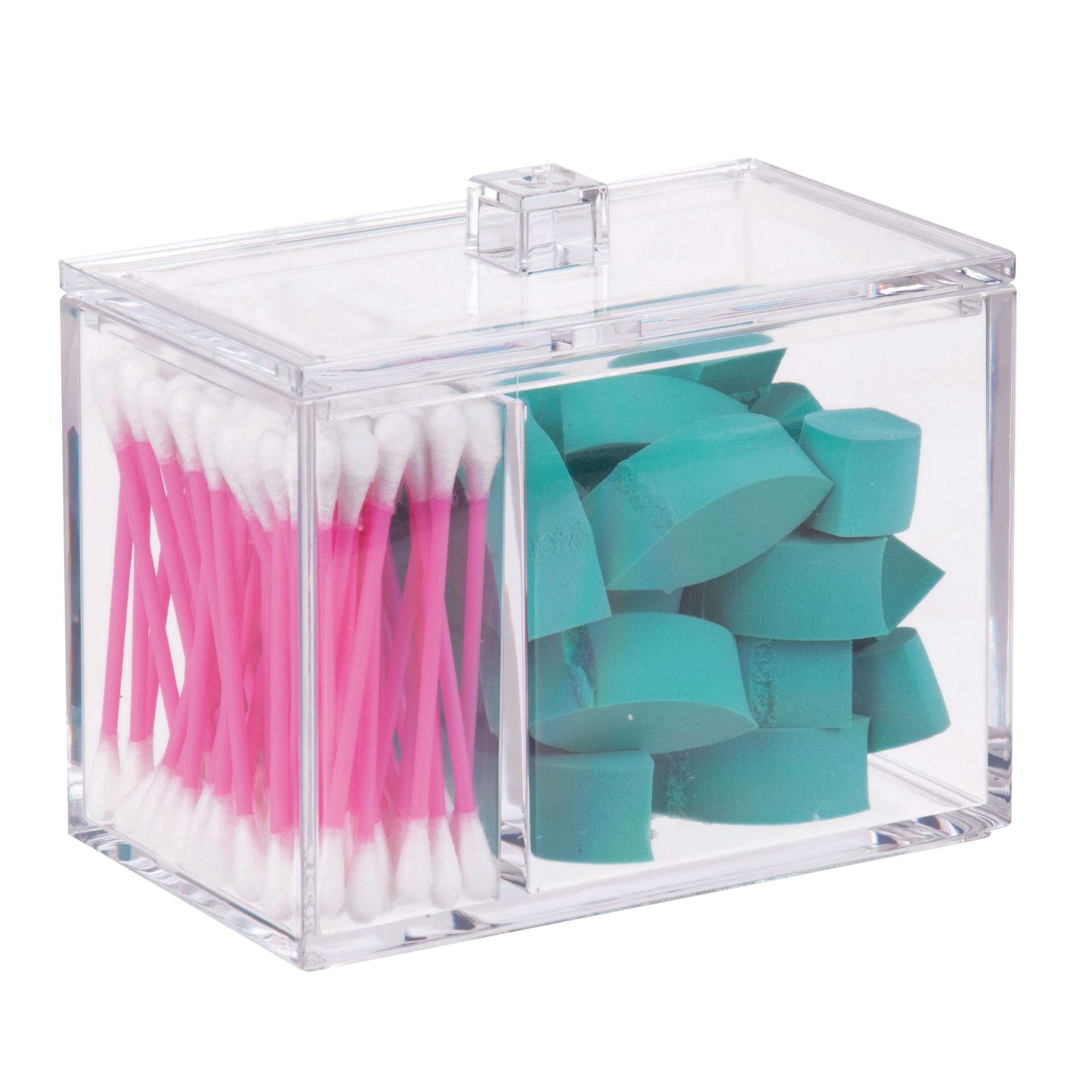 Wattenschijfjes -en Wattenstaafjes Houder, Organizer, 2 Vakken, Transparant, Kunststof - iDesign | Clarity