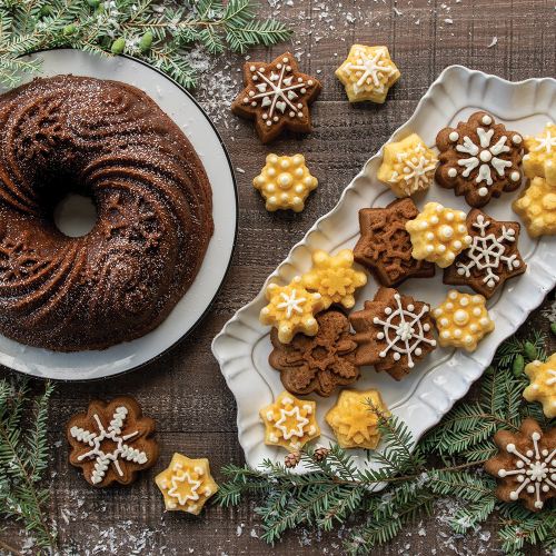 Tulband Bakvorm "Let It Snow Bundt Pan" - Nordic Ware | Sparkling Silver Holiday