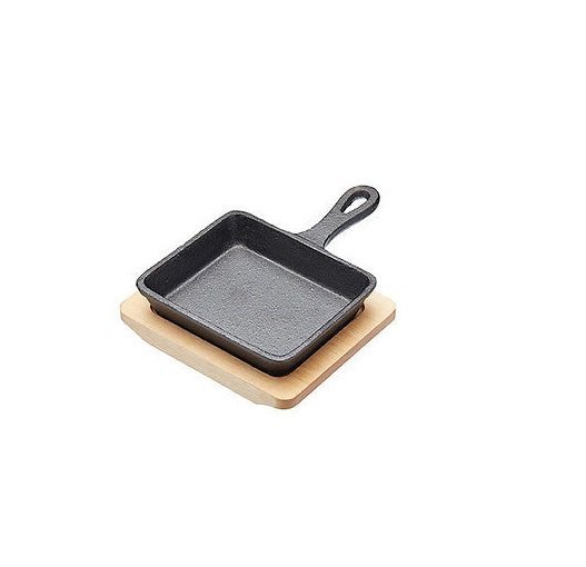 Gietijzeren Gratineerpan Mini - Vierkant Met Serveerplank - 15cm - MasterClass | Artesà